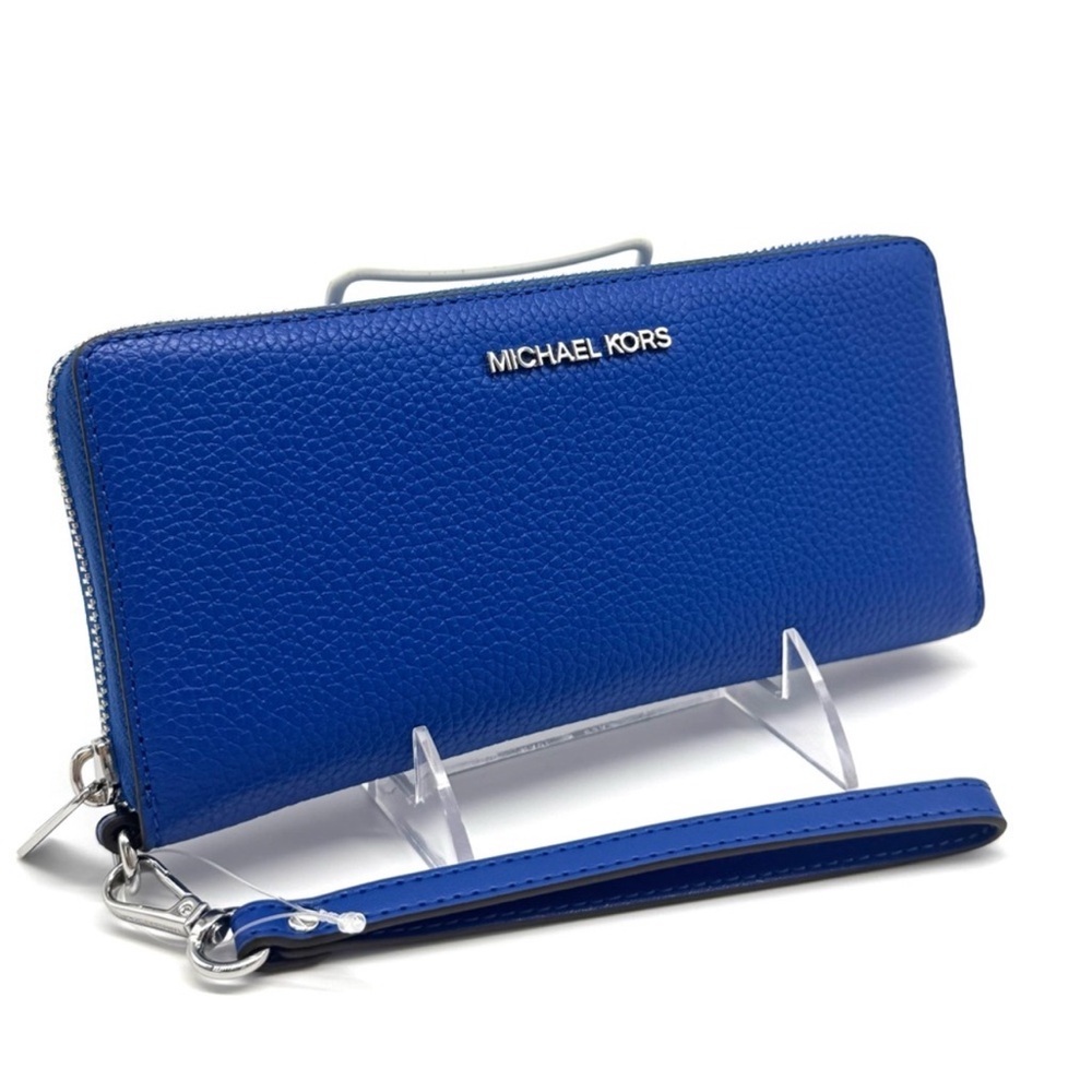 Michael Kors Jet Set Travel Large Leather Continental Wallet Galaxy Blue - Picture 3 of 7